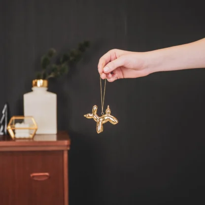 Z Ballonhond kerst ornament, goud voor in de boom. kerstbal - Afbeelding 2