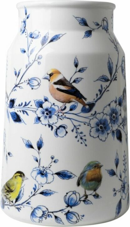 Z Melkbus vaas Bosvogels van Heinen Delfts Blauw.