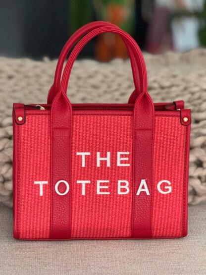 Z Damestas The Tote Bag rood met witte letters 29x20 cm