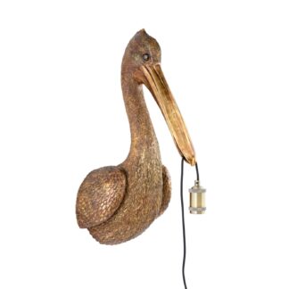 Wandlamp Pelikaan brons, 63 cm hoog.