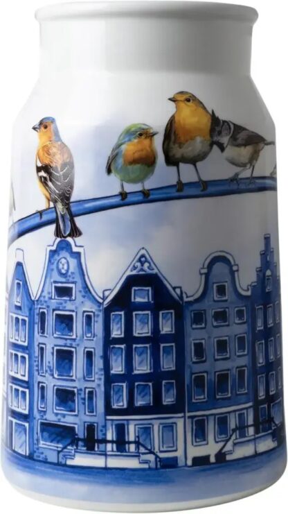 Z Melkbus vaas bosvogels stad van Heinen Delfts Blauw.