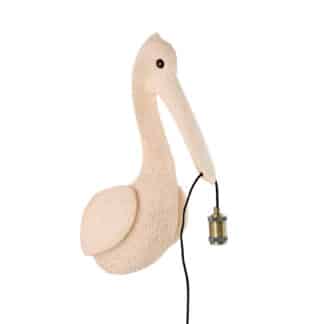 Wandlamp Pelikaan licht roze, 63 cm hoog.