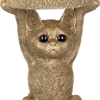 Z Bijzettafel kat goudkleurig 36 cm.