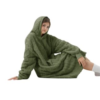 Z SOPHIE Oversized Hoodie  en deken in een - 70x110 cm,groen  Dutch Decor.
