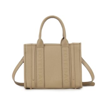 Z Damestas The Tote Bag taupe 26.5 x 20.5 cm, tekst op straps