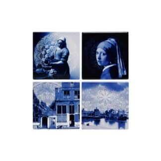 Z Onderzetters Vermeer Delfts blauw set van 4