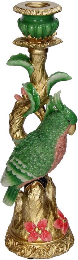 Z kandelaar-kaketoe groen- 10x9.5x33.5 cm - Afbeelding 2