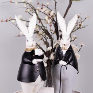 Z Pasen, set van 2 zwart met grijze beelden van konijnen,