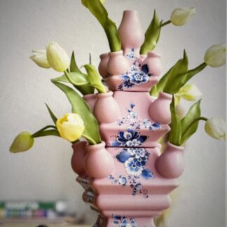 Z Tulpenvaas Heinen Delfts blauw Roze.