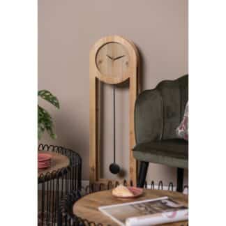 Z Staande Klok 28x100 cm Bruin Zwart Hout.