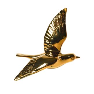 Z Wandvogel goud 2 - Keramiek - 21 cm.