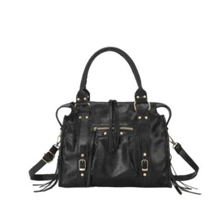 Damestas – It Girl bag - Multi Pocket bag - Echt leer - Zwart.