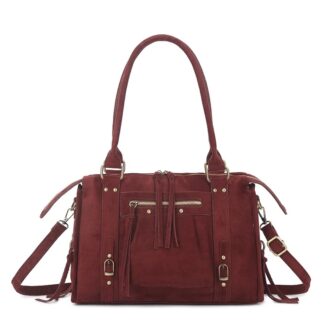Damestas - It Girl - City Bag - Suede - Bordeaux - 36 x 15 x 23 cm