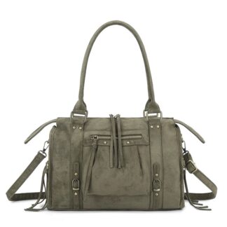 Damestas - It Girl - City Bag - Suede - Groen - 36 x 15 x 23 cm